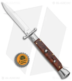 Bolster AKC 9" Automatic Italian Stiletto Snakewood (4" Satin Bayonet) -Italian Blade Shop AKC Swinguard 9in Snakewood Bayo Satin GX 4273 jr bottlecap