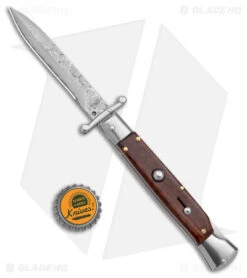 AKC Swinguard 9" Snakewood (Damascus Bayonet Blade) -Italian Blade Shop AKC Swinguard 9in Snakewood Damascus Bayo GX 4274 jr bottlecap