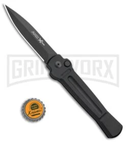 AKC X-treme Ace Black Automatic Knife - Black Plain -Italian Blade Shop AKC X TREME ACE Side Opening Automatic Knife Black Black BHQ 100384 kp bottle cap large