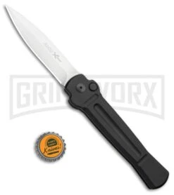 AKC X-treme Ace Black Automatic Knife - Satin Plain -Italian Blade Shop AKC X TREME ACE Side Opening Automatic Knife Black Satin BHQ 100386 kp bottle cap large