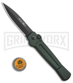 AKC X-treme Ace Dark Green Automatic Knife - Black Plain -Italian Blade Shop AKC X TREME ACE Side Opening Automatic Knife Green Black BHQ 100385 kp bottle cap large