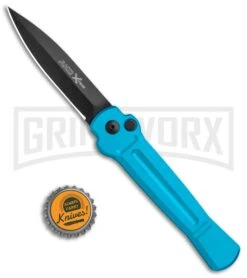 AKC X-treme ACE Light Blue Automatic Knife - Black -Italian Blade Shop AKC X treme Ace Auto Light Blue Black ACE LBLB BHQ 115396 jr bottlecap large