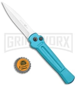 AKC X-treme ACE Light Blue Automatic Knife - Satin Plain -Italian Blade Shop AKC X treme Ace Auto Light Blue Satin BHQ 105418 jr bottlecap large