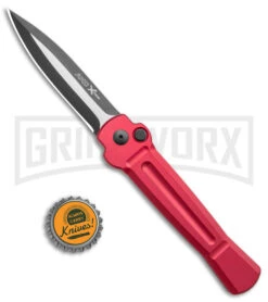 AKC X-treme Ace Red Automatic Knife - Two Tone Plain -Italian Blade Shop AKC X treme Ace Auto Red TT BHQ 143382 jr bottlecap large