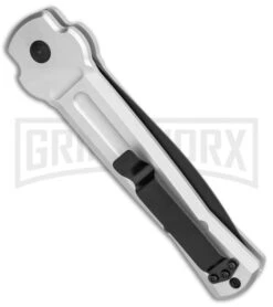 AKC X-treme Ace Silver Black Automatic Knife -Italian Blade Shop AKC X treme Ace Auto Silver Black BHQ 113942 jr side large