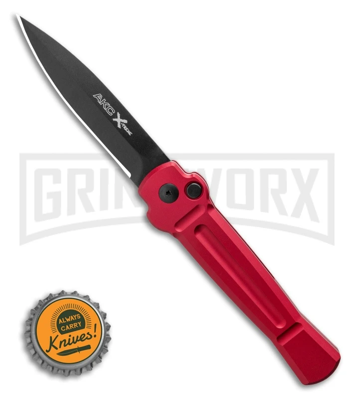 AKC X-treme Ace Red Automatic Knife - Black Plain 6 AKC X-treme Ace Red Automatic Knife - Black Plain - Image 4