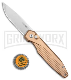 AKC X-treme Dandy Tan Aluminum Automatic Knife (Stonewash) -Italian Blade Shop AKC X treme Dandy Tan Aluminum Auto SW BHQ 176851 jr bottlecap large