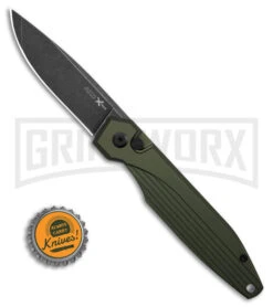 AKC X-treme Dandy Green Aluminum Automatic Knife - Black Stonewash Plain -Italian Blade Shop AKC Xtreme Dandy Green Aluminum AK Black SW BHQ 174571 td size large