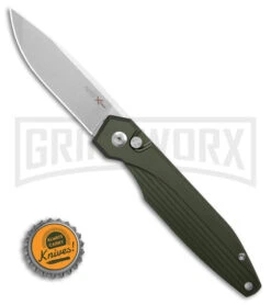AKC X-treme Dandy Green Aluminum Automatic Knife - SW Plain -Italian Blade Shop AKC Xtreme Dandy Green Aluminum AK Satin BHQ 174570 td size large