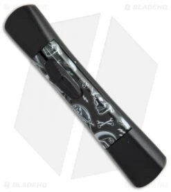 AKC Concord OTF Automatic Knife Route 66 Skull (3.25" Black Flat) -Italian Blade Shop AKC concord route 66 skull flat grind black plain BP 19004 er side