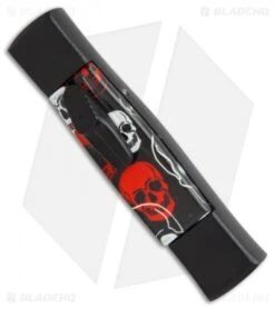 AKC Minion Concord OTF Automatic Knife Red/White Skull (2.3" Black Flat Grind) -Italian Blade Shop AKC minion concord red white skull black flat BP 19001 er side