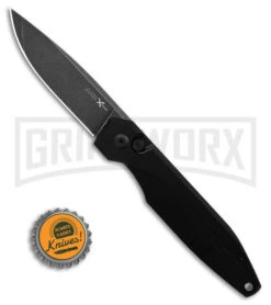 AKC X-treme Dandy Black Aluminum Automatic Knife - Black Stonewash Plain -Italian Blade Shop Akc Xtreme Dandy Black Aluminum AK Black SW BHQ 175549 td size large
