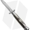 AKC Swinguard 9" Automatic Italian Stiletto Brazilian Horn (4" Satin Bayonet) -Italian Blade Shop akc 9 brazil horn bayo swing
