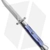 AKC Swinguard 9" Automatic Italian Stiletto Blue Pearlex (4" Satin Bayonet) -Italian Blade Shop akc 9 swing blue pearl bayo