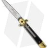 AKC Leverletto 7.75" Lever Lock Auto Italian Knife Dark Horn (3.2" Satin Flat) -Italian Blade Shop akc 9in leverletto dark horn brass