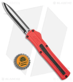 AKC F-20 D/A OTF Automatic Knife Red Aluminum (3.6" Two Tone) -Italian Blade Shop akc f 20 da otf auto black red aluminum tt dagger BHQ 177264 jr bottlecap