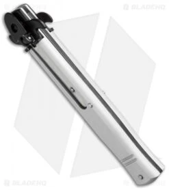 AKC Leverletto 9" Lever Lock Automatic Italian Knife Silver (4" Black Flat) -Italian Blade Shop akc large leverletto silver black bottom cm 1