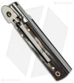 AKC Classic 6" Lever Lock Automatic Italian Knife Brazilian (2.5" Damascus) -Italian Blade Shop akc lever 6in braz damascus flat bottom cm