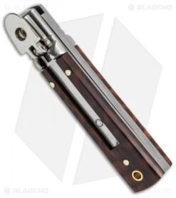 AKC Classic 6" Lever Lock Automatic Italian Knife Snakewood (2.5" Damascus) -Italian Blade Shop akc lever 6in snakewood damascus flat bottom cm