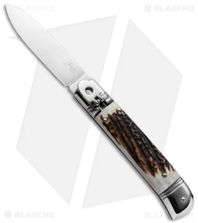 AKC Classic 8" Lever Lock Automatic Italian Knife Stag Horn (3.2" Polish) 3 AKC Classic 8" Lever Lock Automatic Italian Knife Stag Horn (3.2" Polish)