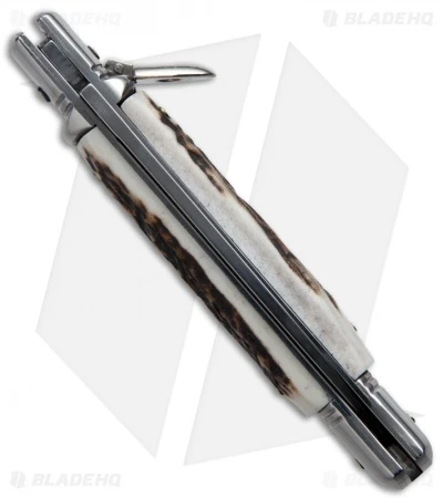 AKC Classic 8" Lever Lock Automatic Italian Knife Stag Horn (3.2" Polish) 4 AKC Classic 8" Lever Lock Automatic Italian Knife Stag Horn (3.2" Polish) - Image 2