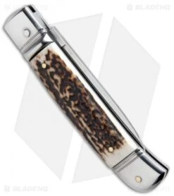 AKC Classic 8" Lever Lock Automatic Italian Knife Stag Horn (3.2" Polish) 7 AKC Classic 8" Lever Lock Automatic Italian Knife Stag Horn (3.2" Polish) -Italian Blade Shop akc lever lock stag side
